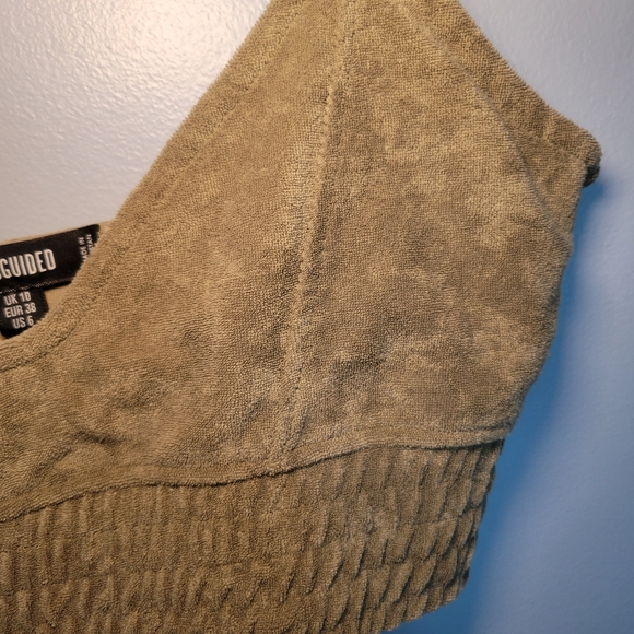 Missguided Toweling Crop Bralette Top Womens Size 6 Green Olive/Army Terry Cloth - Picture 2 of 7